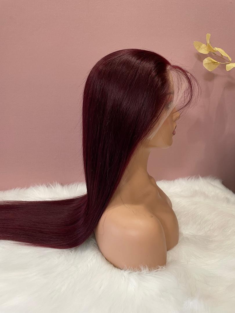 13x4 TRANSPARENT LACE WIG #99J BURGUNDY