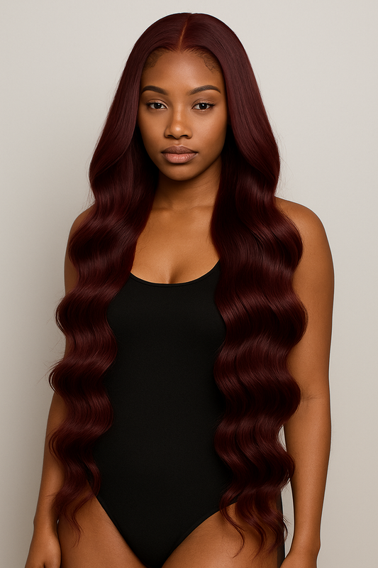 13x6 TRANSPARENT LACE WIG #99J BURGUNDY